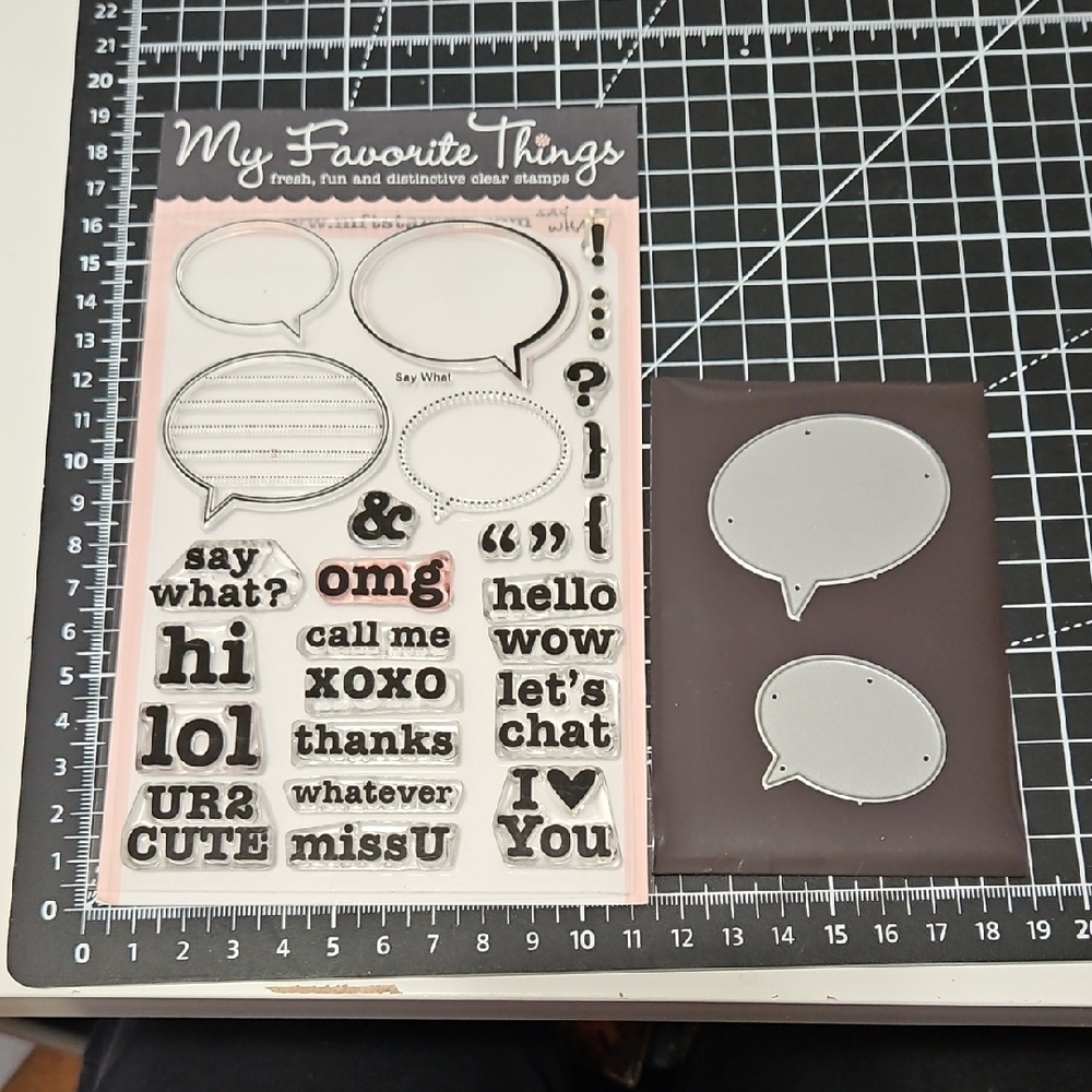 SAY WHAT My Favorite Things Speech Bubble Stamp Set & Dies